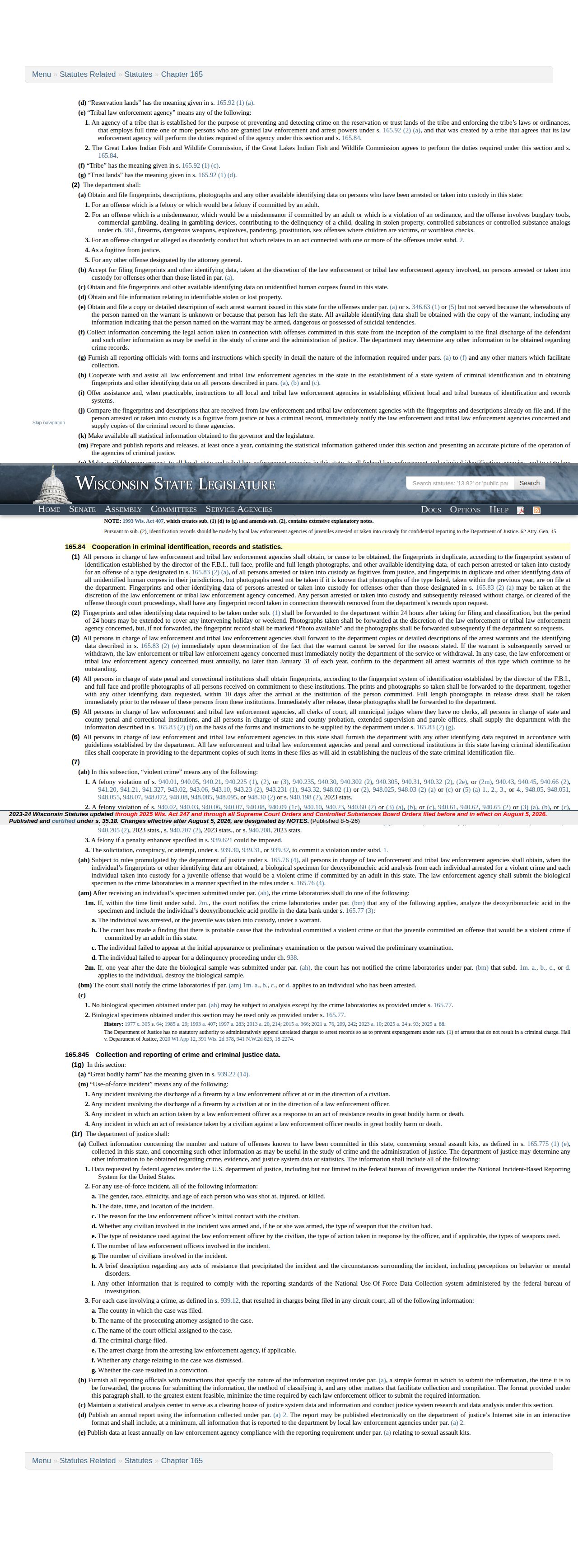 Wisconsin arrest-identification statute relevant to Shawano County booking photographs